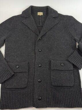 Lambs Wool Chunky Knit Cardigan Button Pockets Womens Size Large Classic Gray